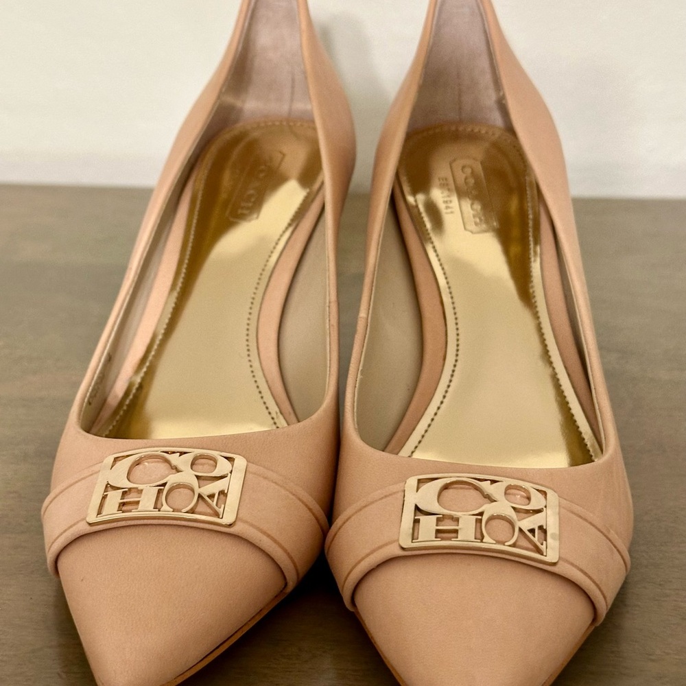 Coach Women's Nude Heels with Logo Accent